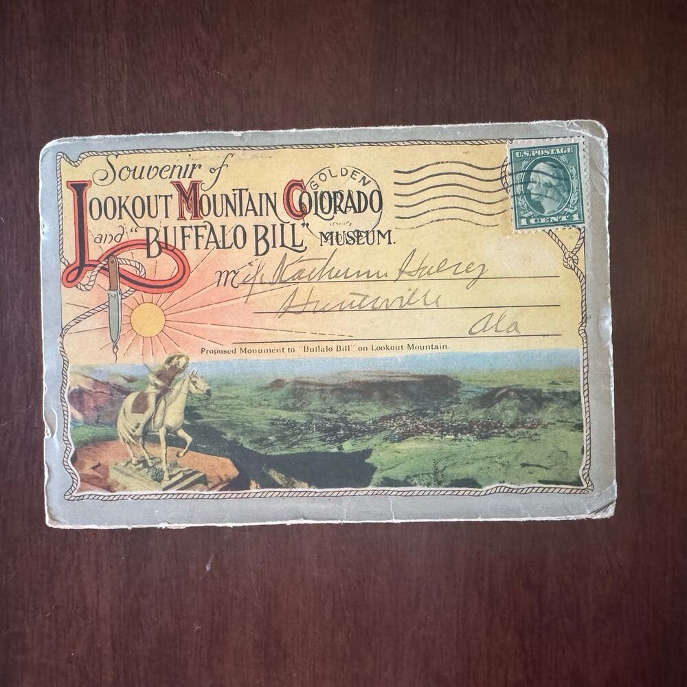 VTG Postcards Buffalo Bill Museum Lookout Mountain Colorado Souvenir Fold Out